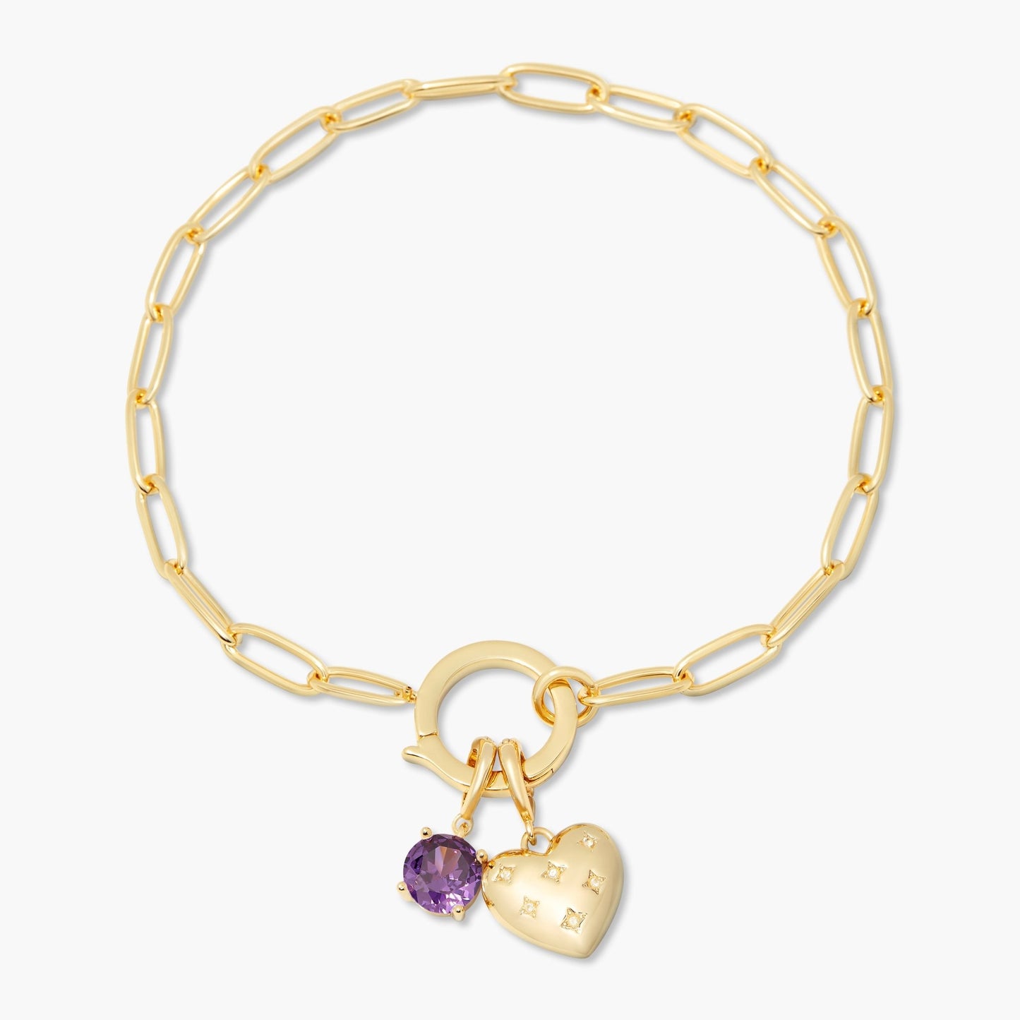 Lillian Birthstone Heart Charm Bracelet - Lotus Diamond