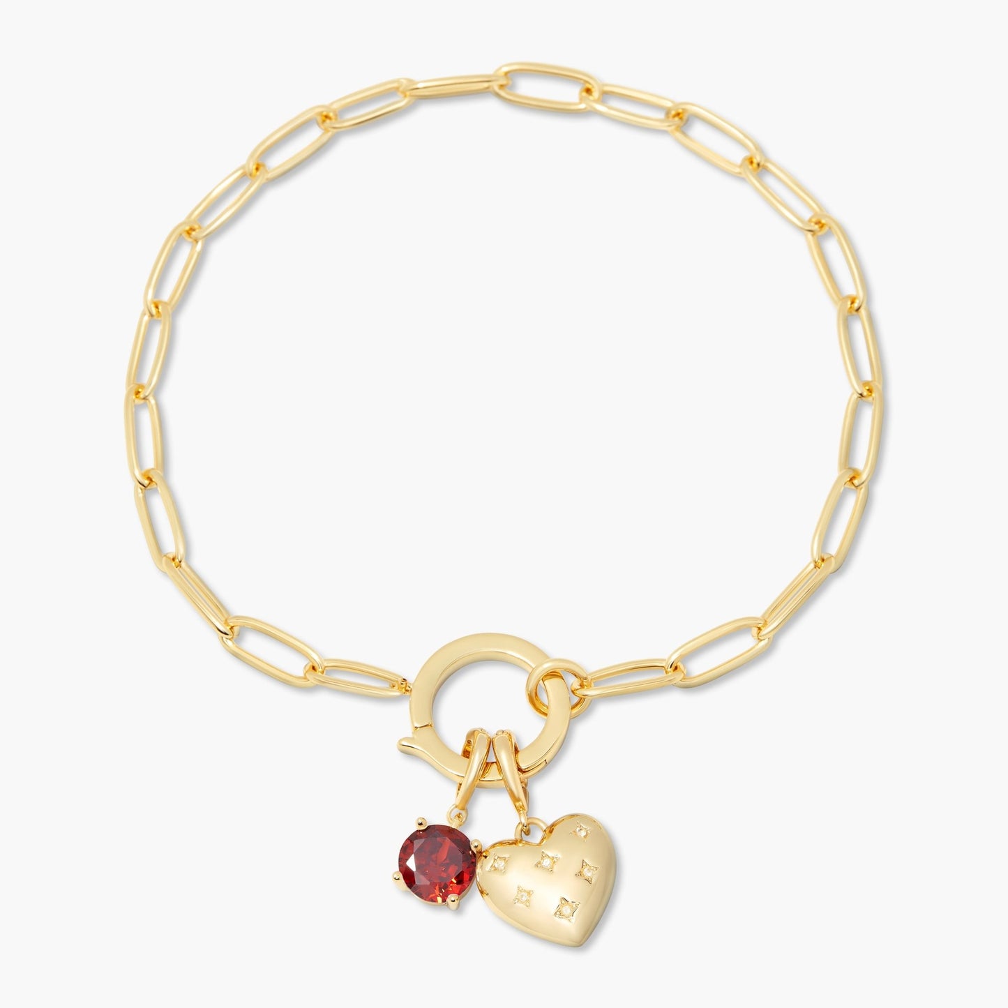 Lillian Birthstone Heart Charm Bracelet - Lotus Diamond