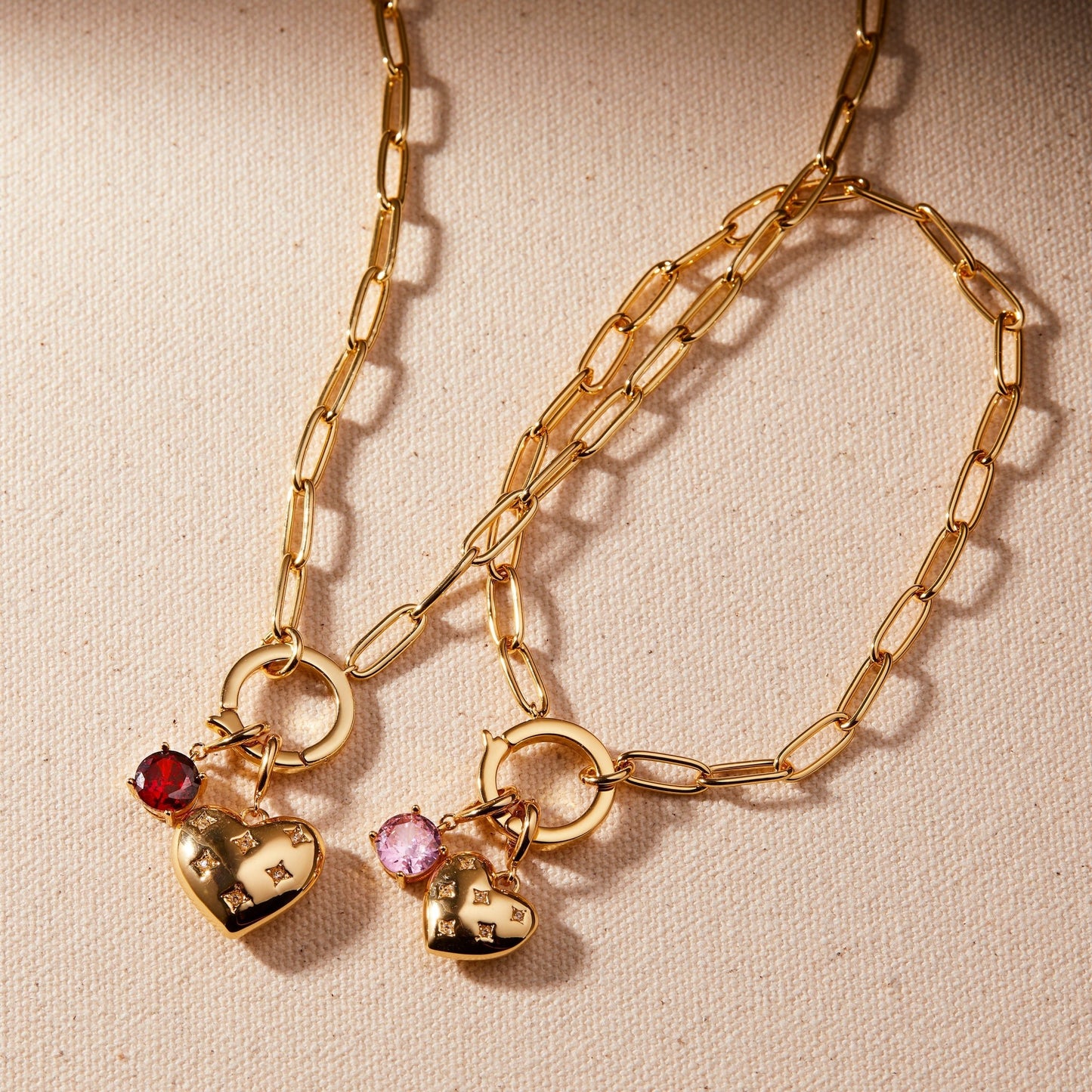 Lillian Birthstone Heart Charm Bracelet - Lotus Diamond