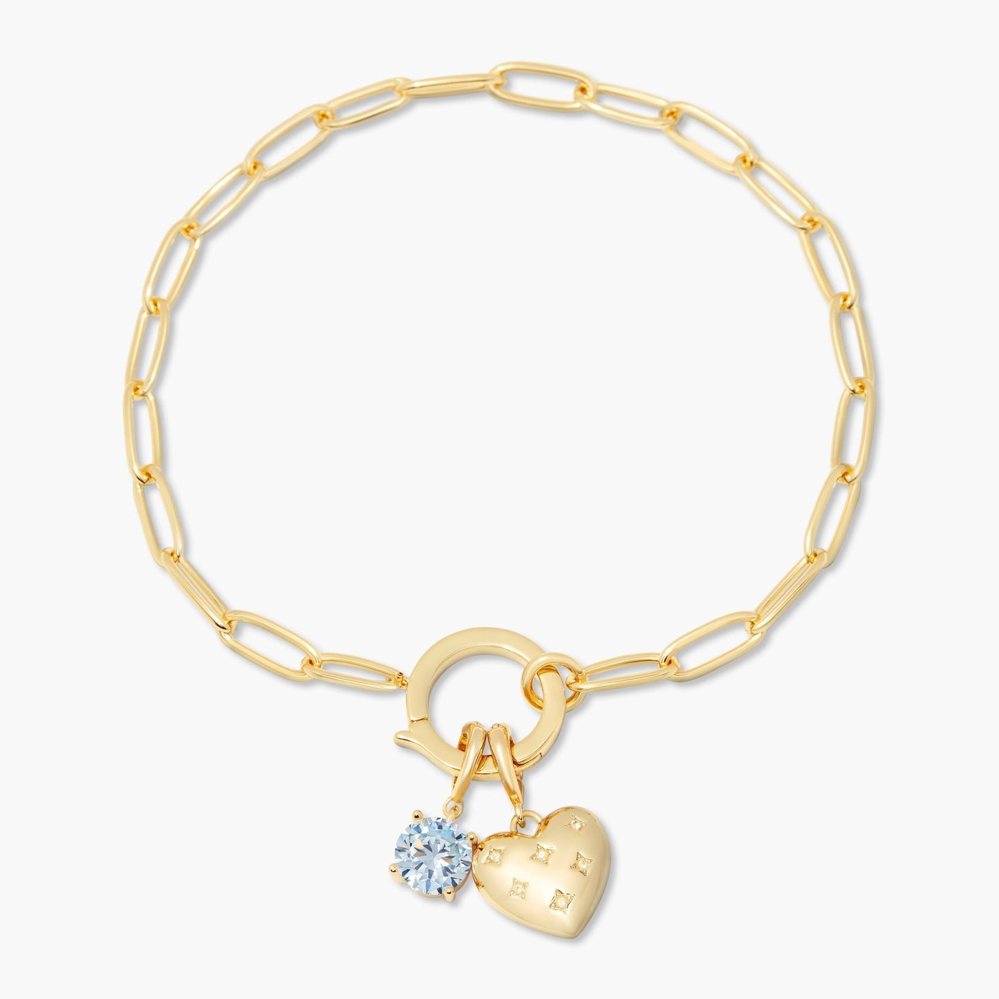 Lillian Birthstone Heart Charm Bracelet - Lotus Diamond