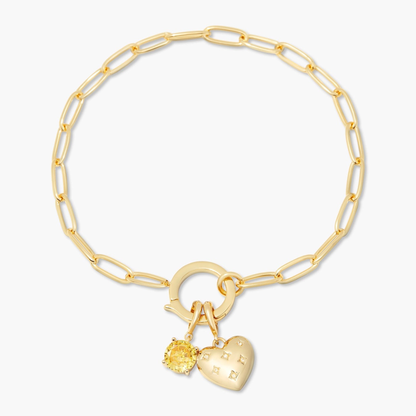 Lillian Birthstone Heart Charm Bracelet - Lotus Diamond