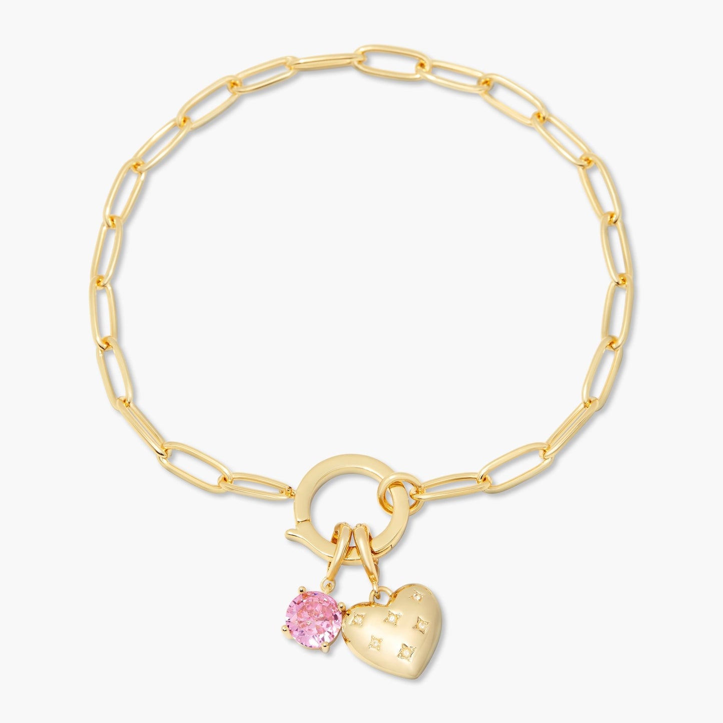 Lillian Birthstone Heart Charm Bracelet - Lotus Diamond