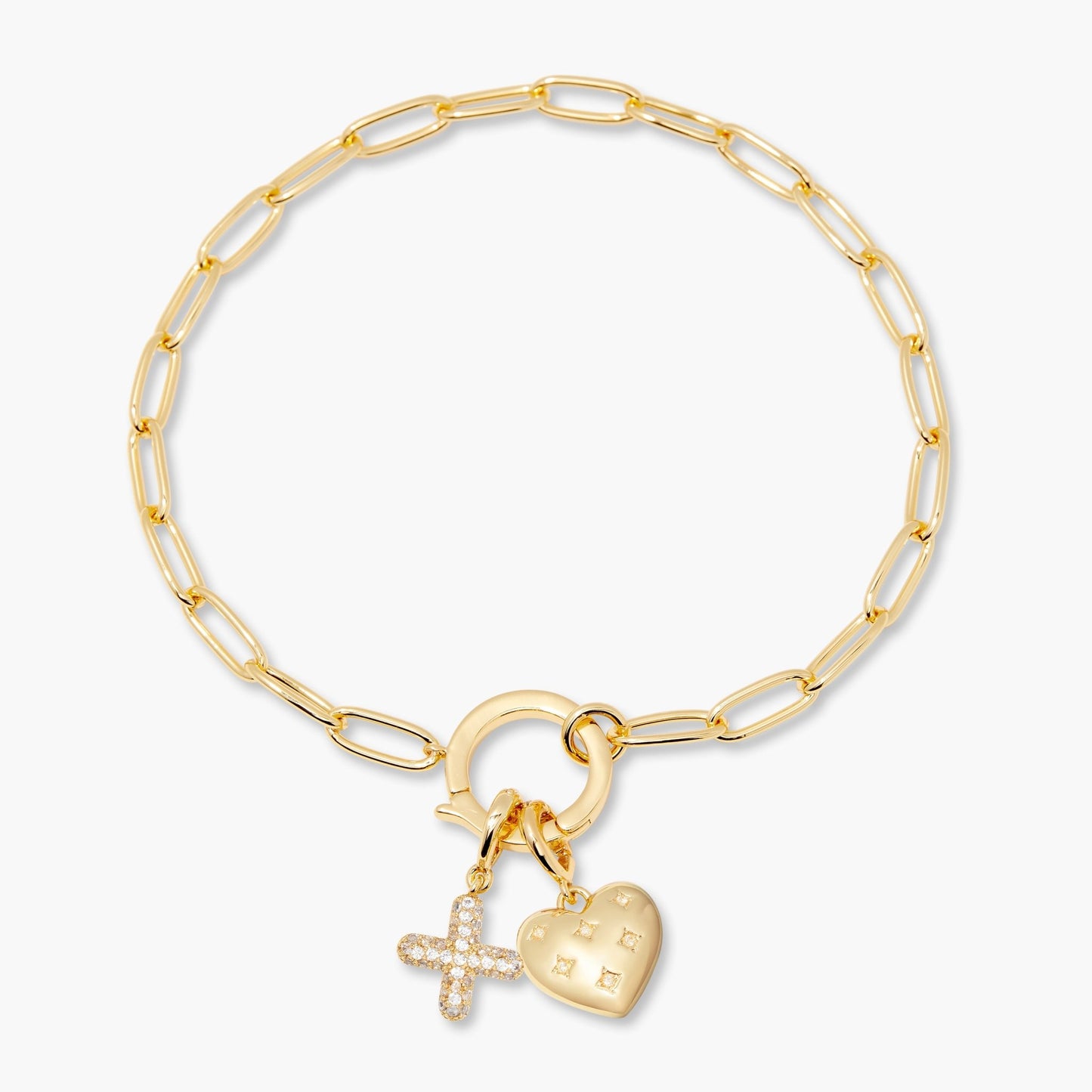Lillian Initial Heart Charm Bracelet - Lotus Diamond