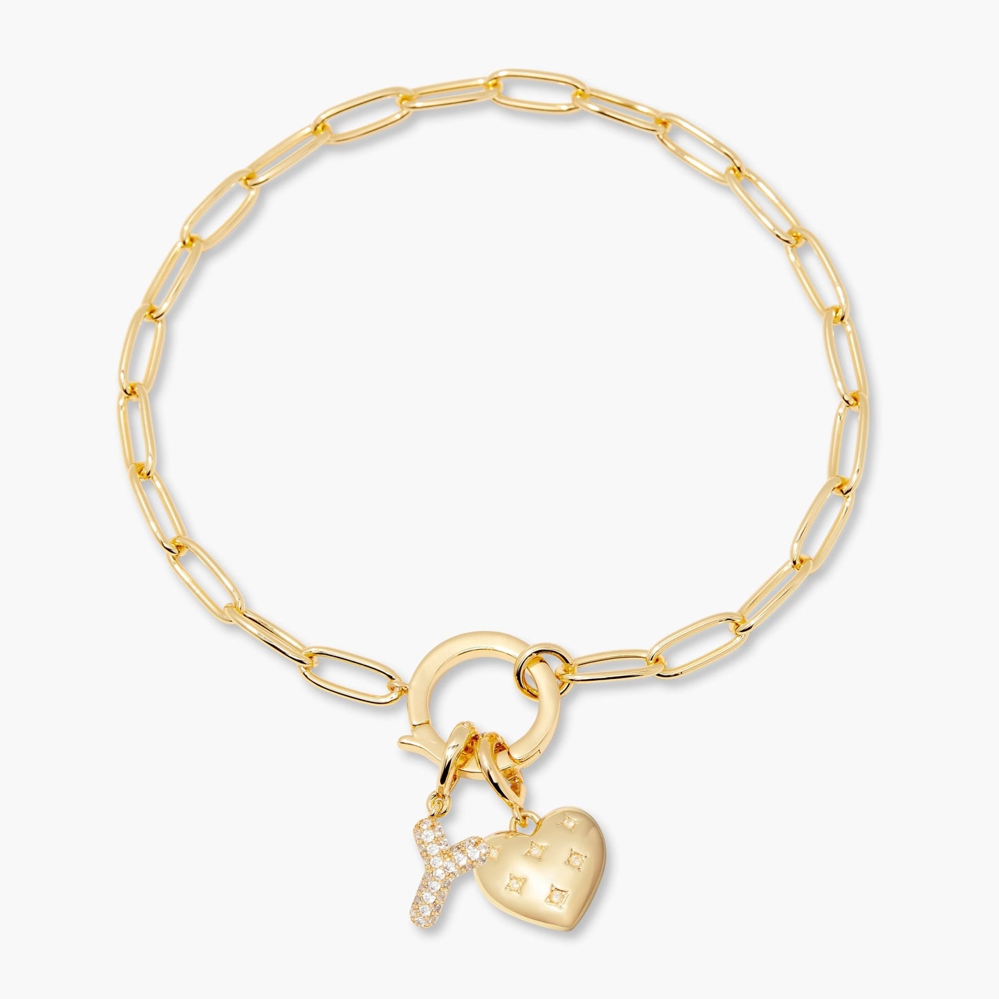 Lillian Initial Heart Charm Bracelet - Lotus Diamond