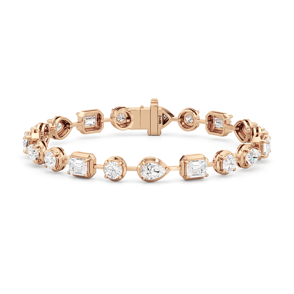 Linear Round, Oval and Emerald Bezel Set Tennis Bracelet - Lotus Diamond