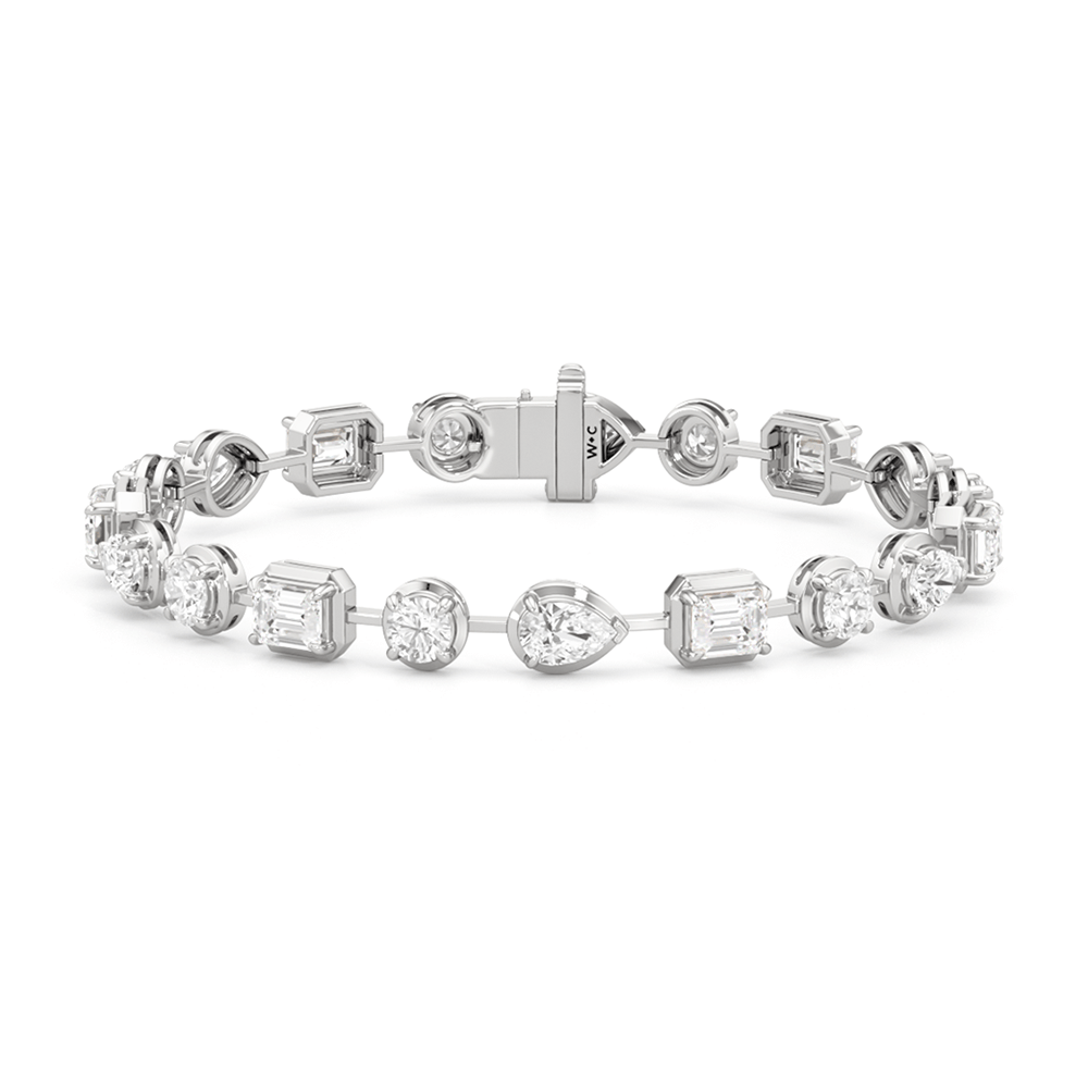 Linear Round, Oval and Emerald Bezel Set Tennis Bracelet - Lotus Diamond