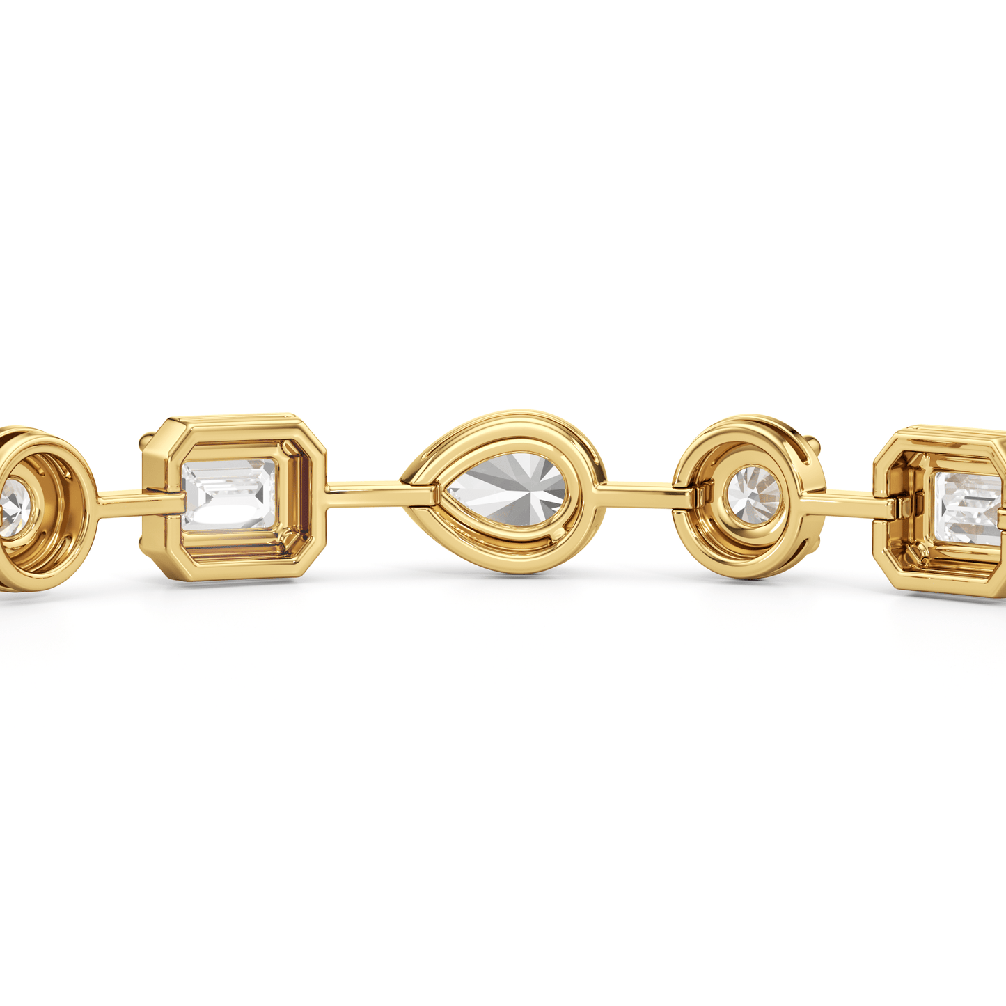 Linear Round, Oval and Emerald Bezel Set Tennis Bracelet - Lotus Diamond