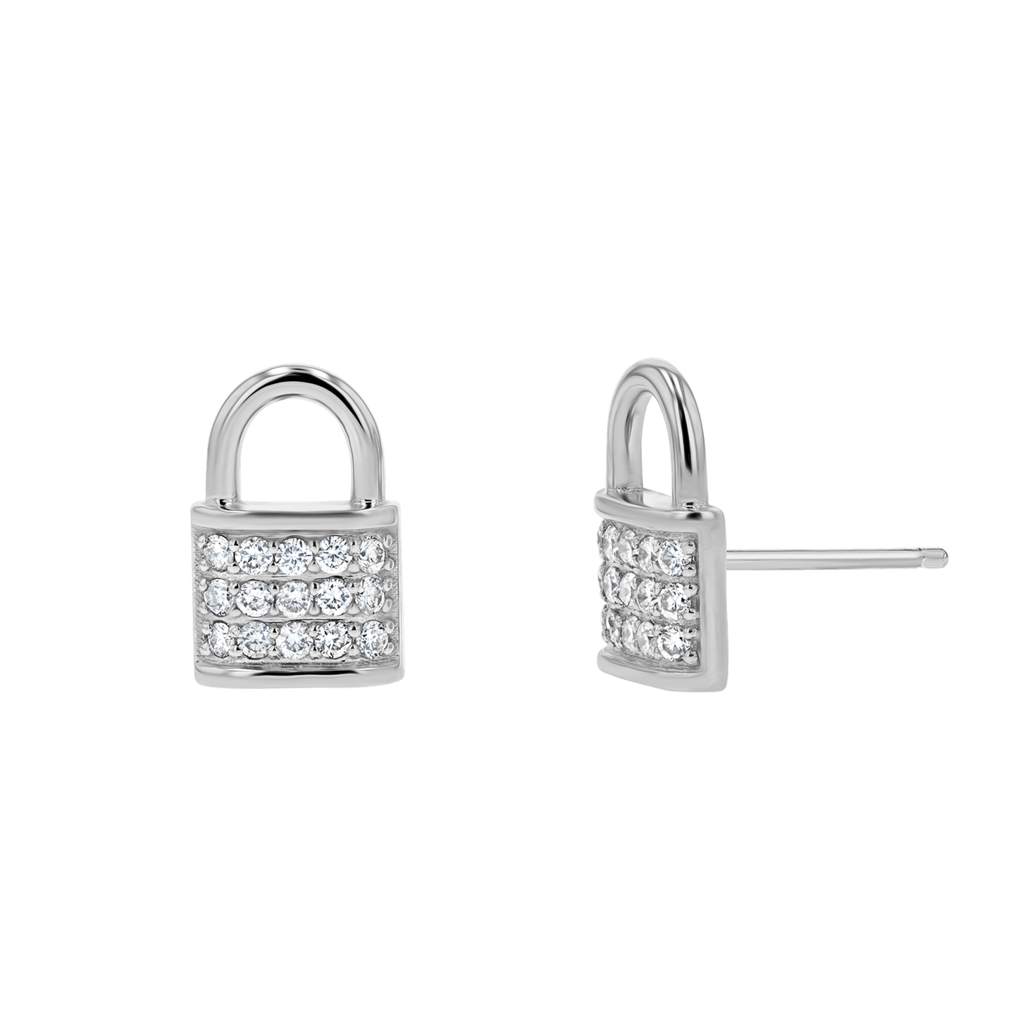 Love Padlock Diamond Pave Stud Earrings - Lotus Diamond