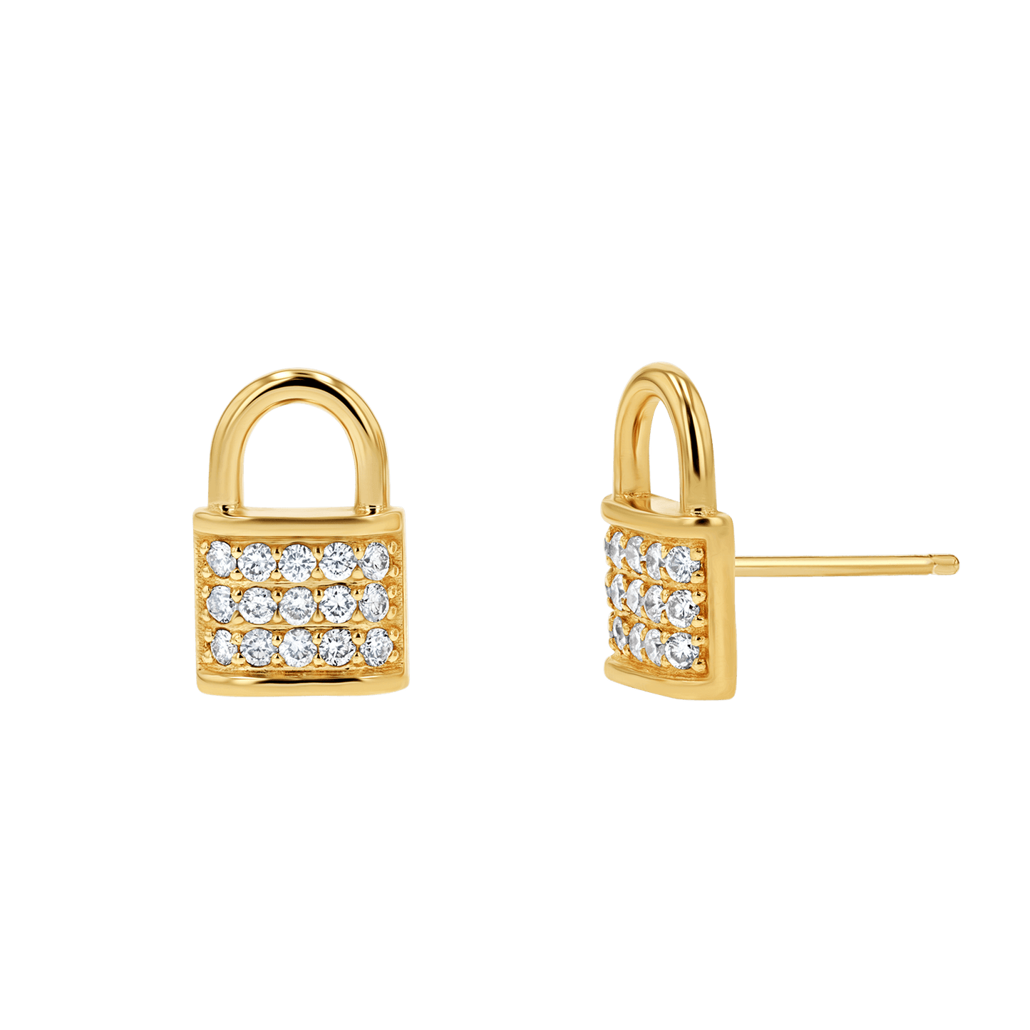 Love Padlock Diamond Pave Stud Earrings - Lotus Diamond