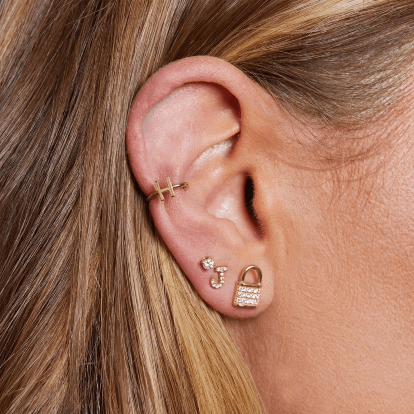 Love Padlock Diamond Pave Stud Earrings - Lotus Diamond
