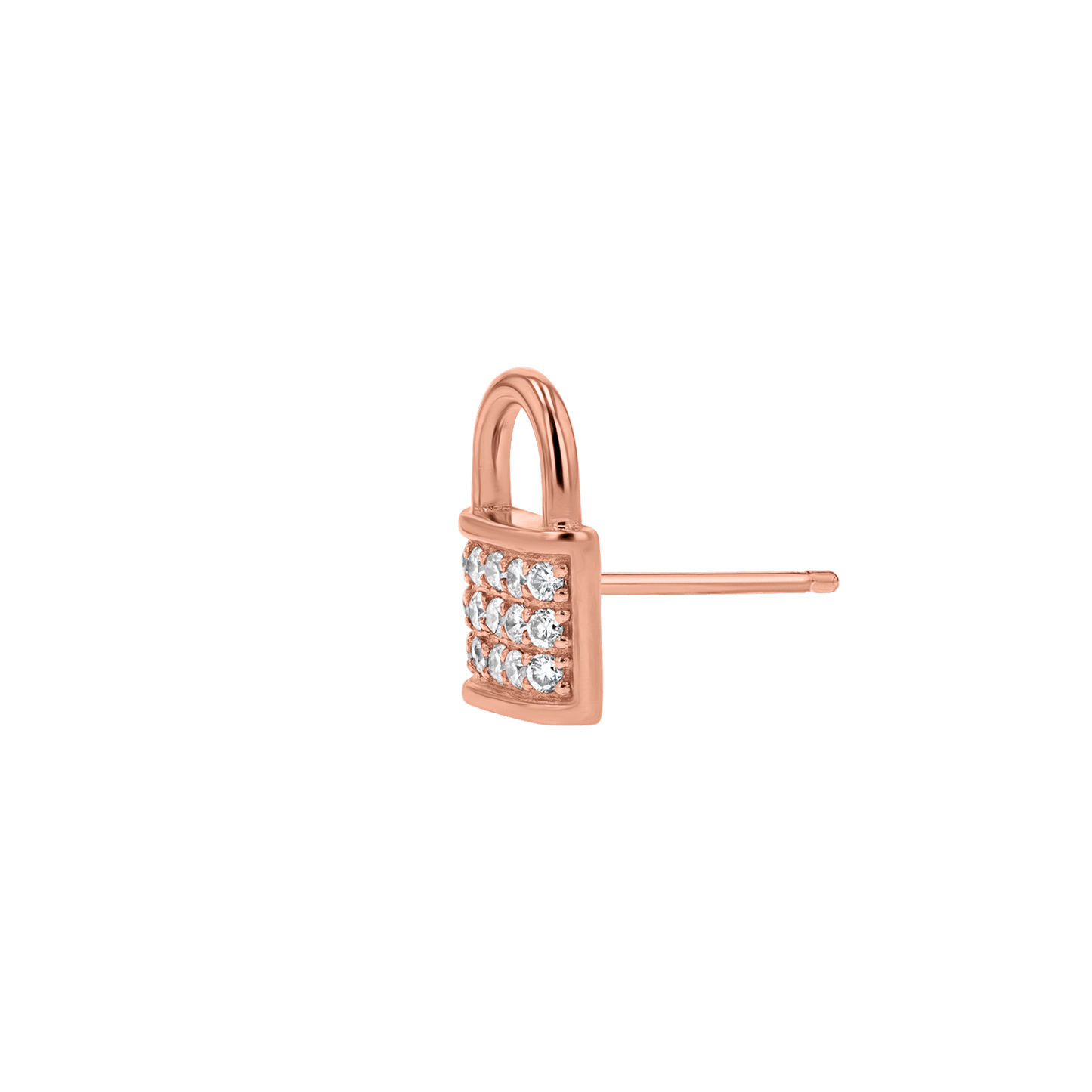 Love Padlock Diamond Pave Stud Earrings - Lotus Diamond