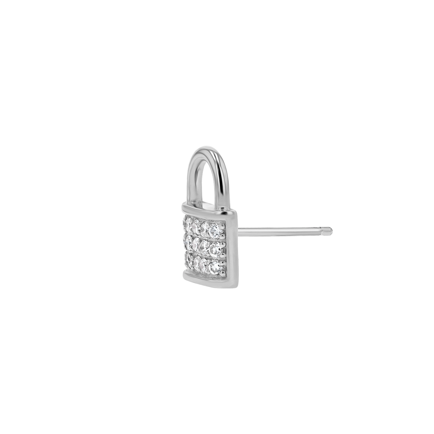 Love Padlock Diamond Pave Stud Earrings - Lotus Diamond