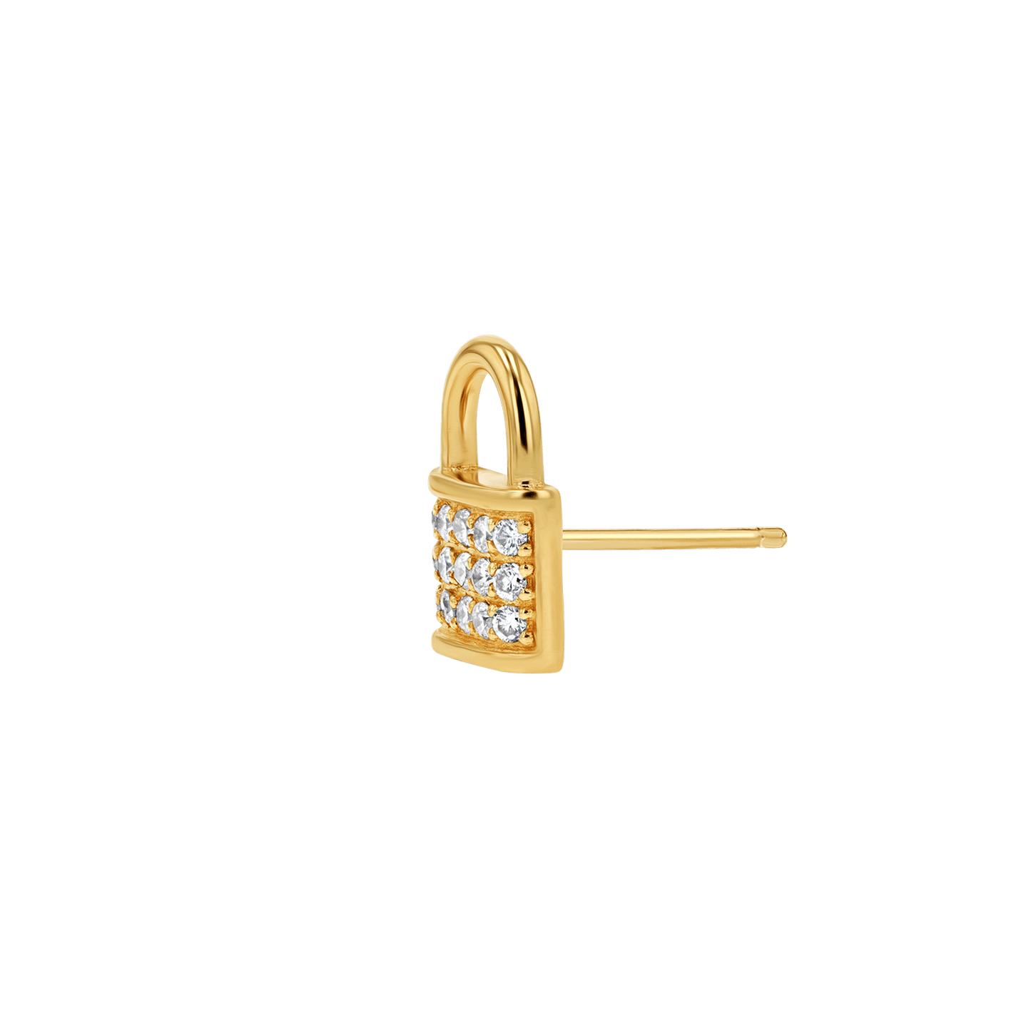 Love Padlock Diamond Pave Stud Earrings - Lotus Diamond