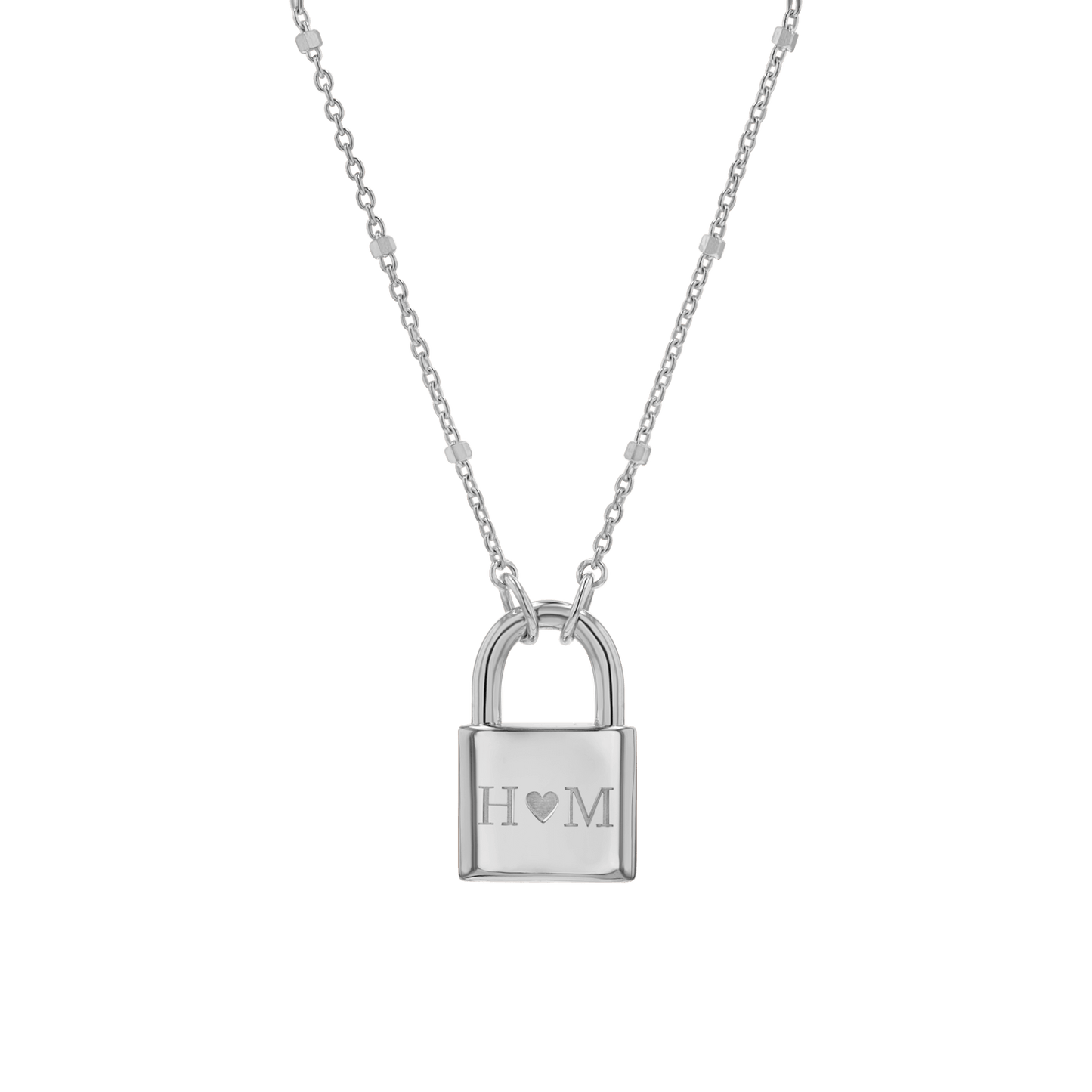Love Padlock Engravable Sparkle Necklace - Lotus Diamond