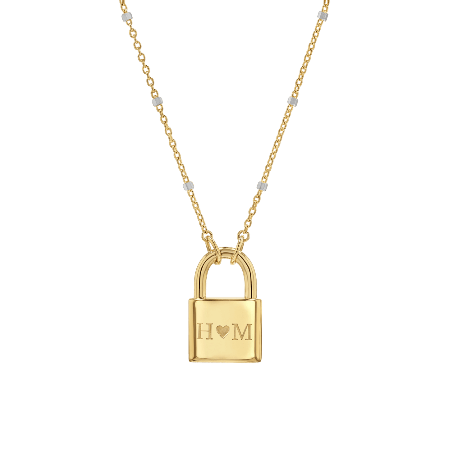 Love Padlock Engravable Sparkle Necklace - Lotus Diamond