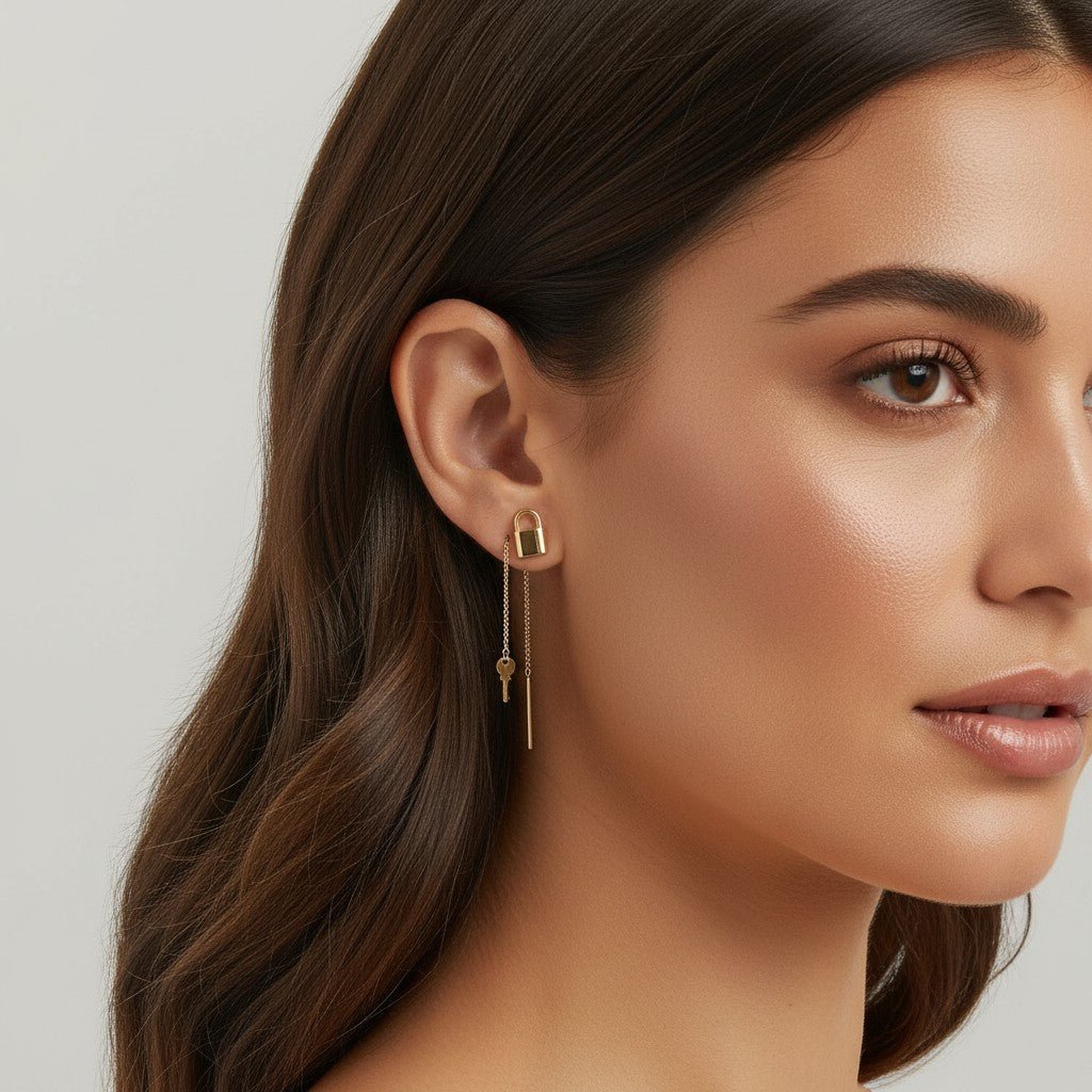 Love Padlock Stud Earrings - Lotus Diamond