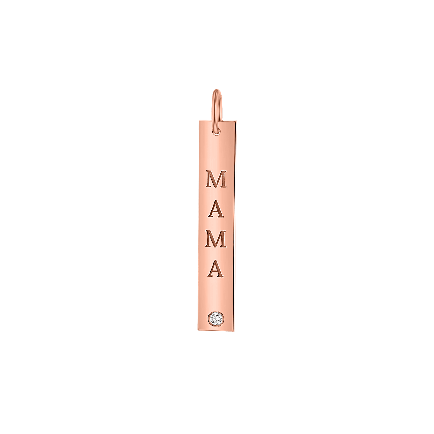 Mama Vertical Tag Charm With Diamond - Lotus Diamond