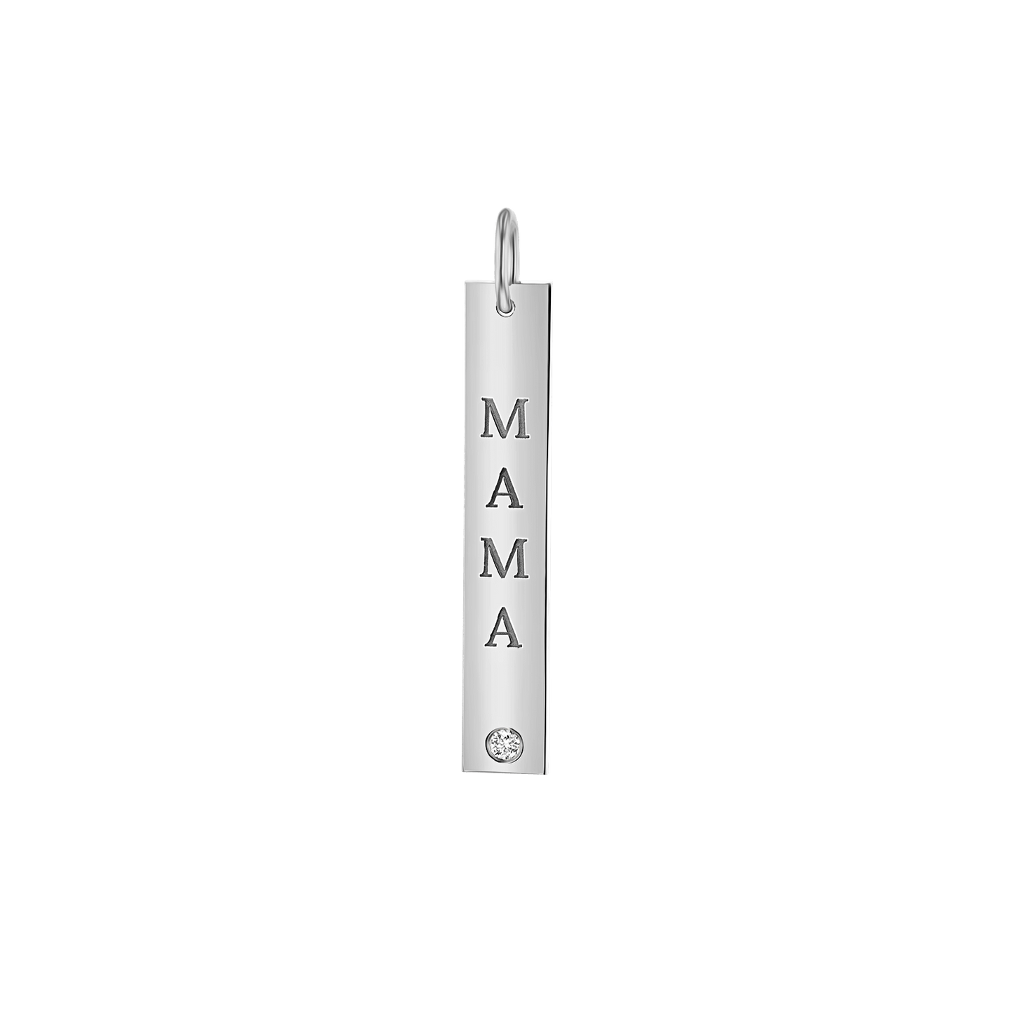 Mama Vertical Tag Charm With Diamond - Lotus Diamond