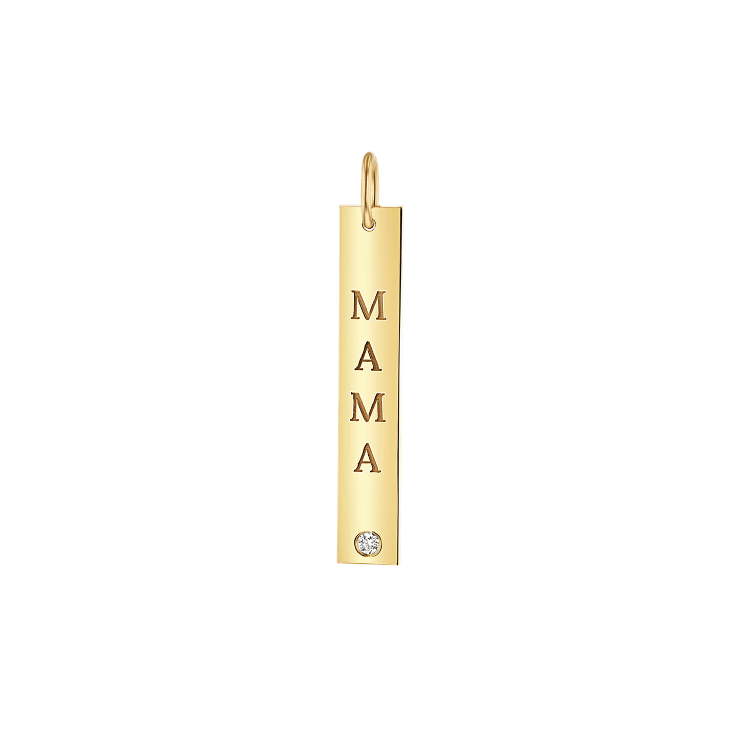 Mama Vertical Tag Charm With Diamond - Lotus Diamond