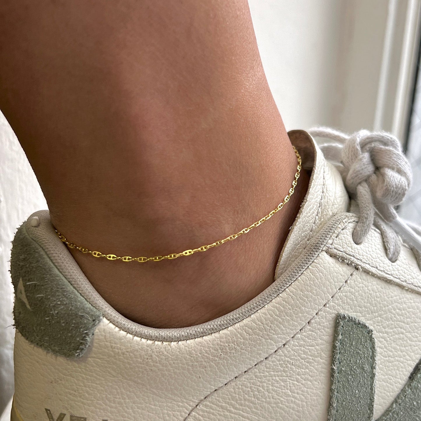 Mariner Anchor Chain Link Anklet - Lotus Diamond