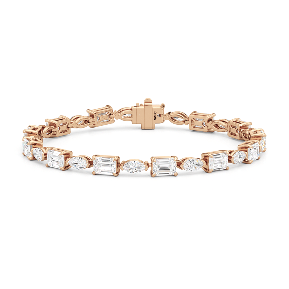 Marquise and Emerald Alternating Tennis Bracelet - Lotus Diamond