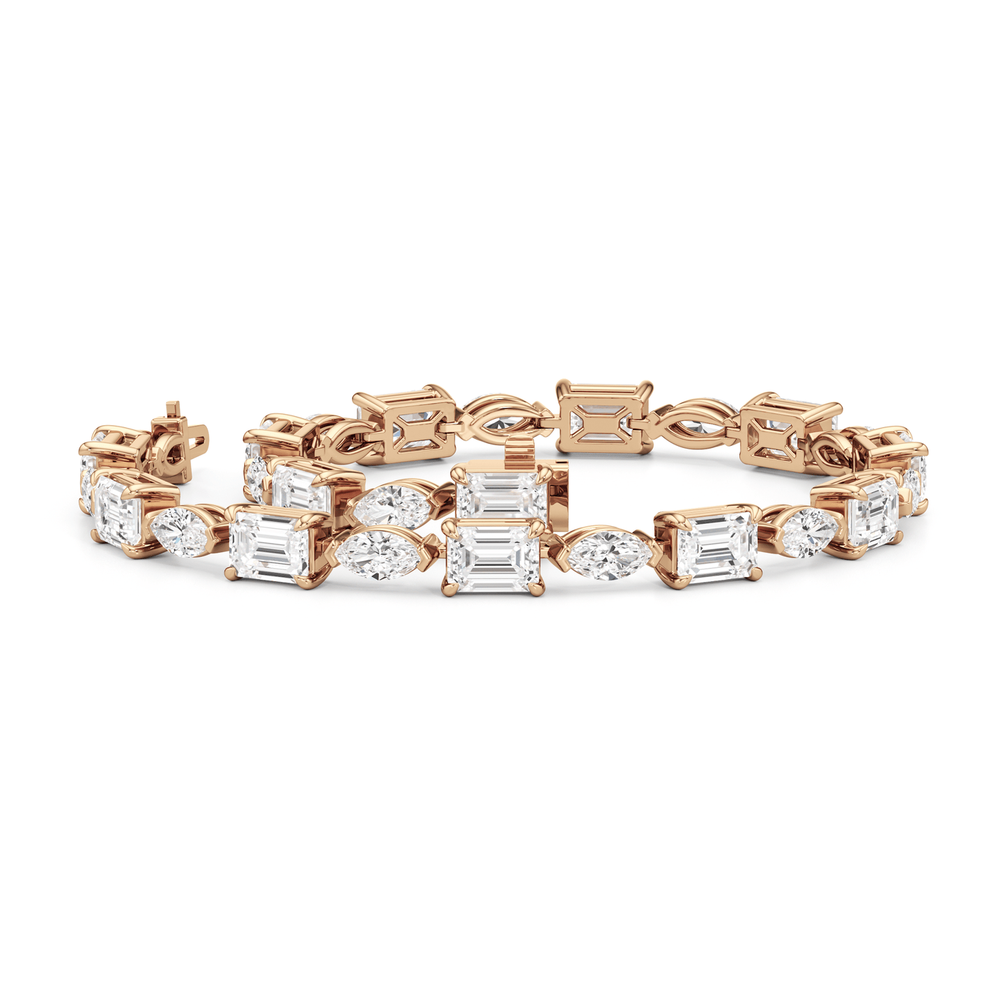 Marquise and Emerald Alternating Tennis Bracelet - Lotus Diamond