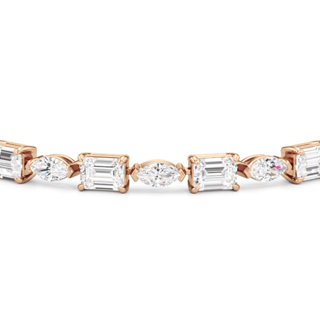 Marquise and Emerald Alternating Tennis Bracelet - Lotus Diamond