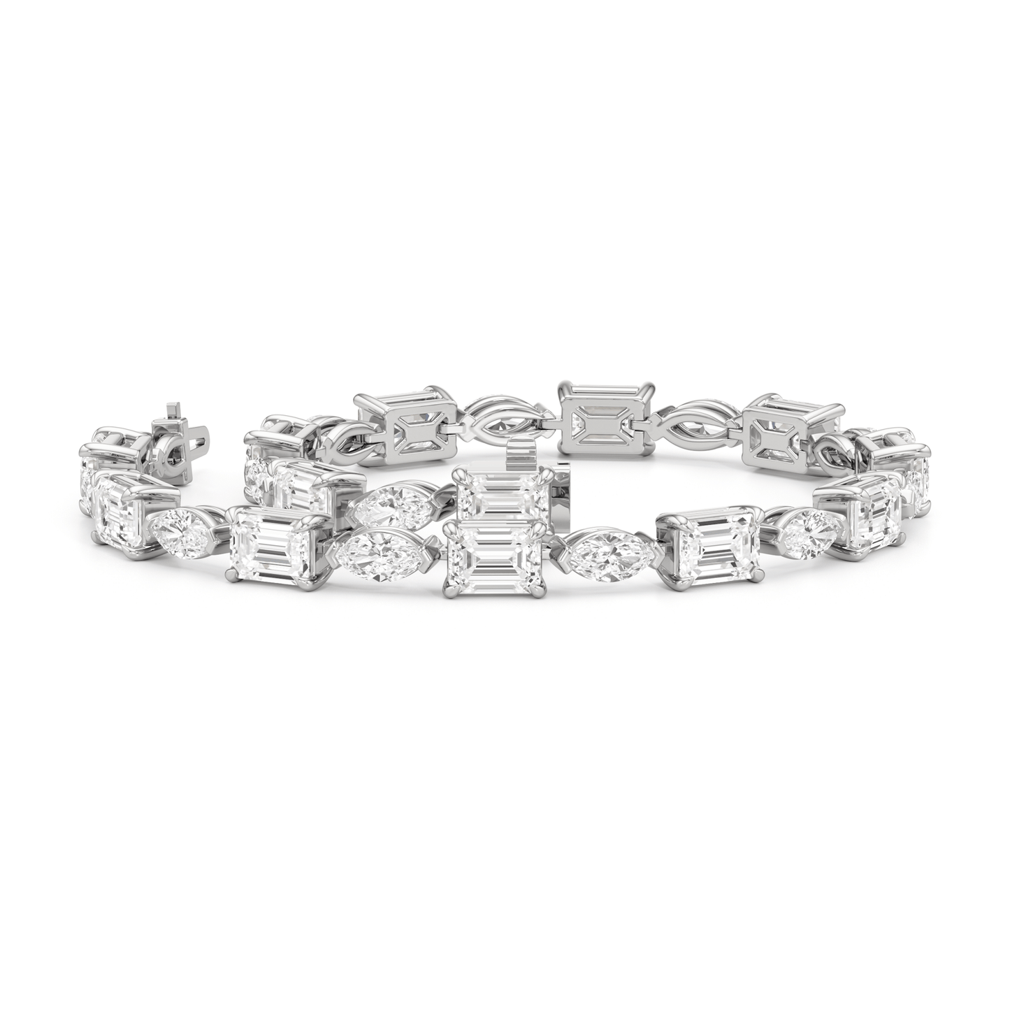 Marquise and Emerald Alternating Tennis Bracelet - Lotus Diamond