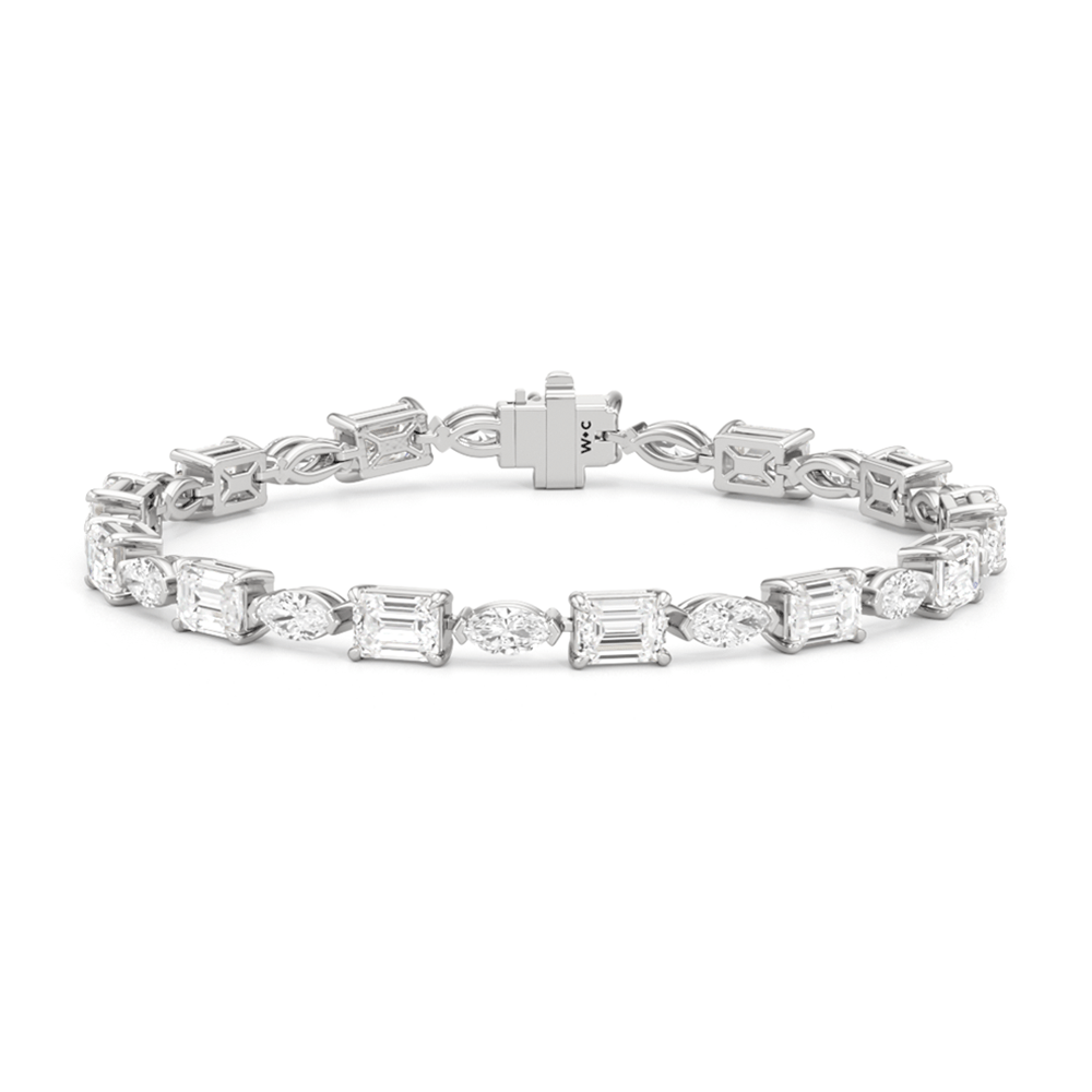 Marquise and Emerald Alternating Tennis Bracelet - Lotus Diamond