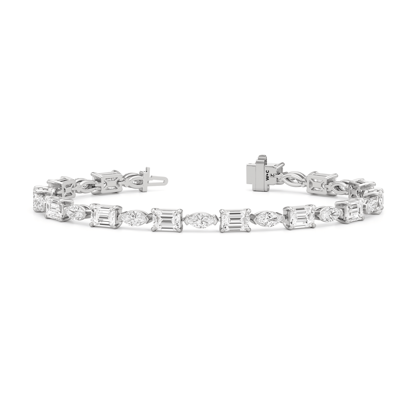 Marquise and Emerald Alternating Tennis Bracelet - Lotus Diamond
