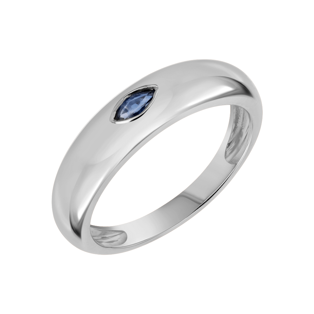 Marquise Blue Sapphire Dome Ring - Lotus Diamond