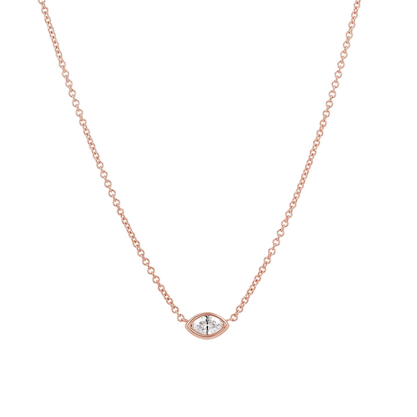 Marquise Diamond Solitaire Necklace - Lotus Diamond