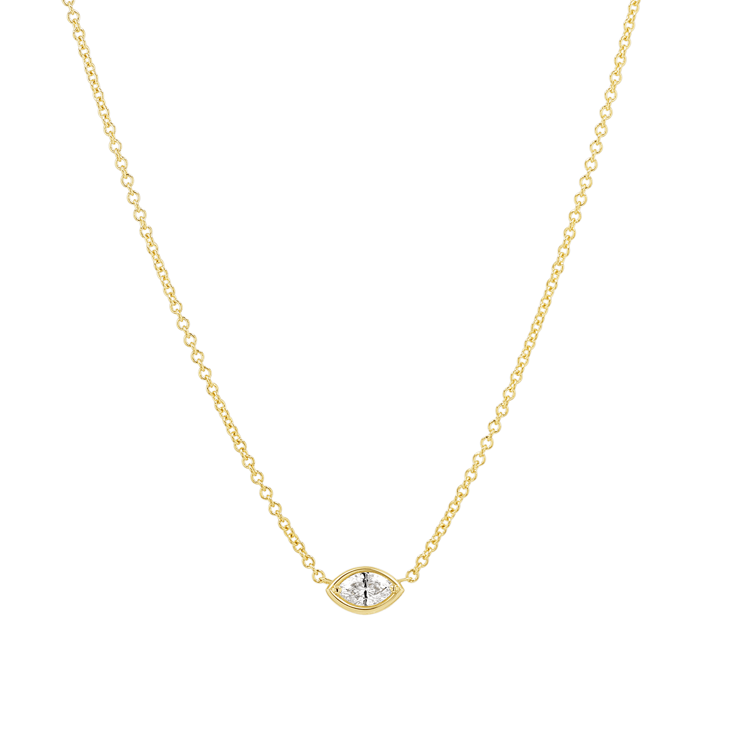 Marquise Diamond Solitaire Necklace - Lotus Diamond