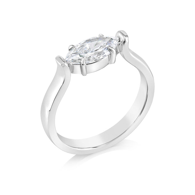 Marquise - shape Lab grown Diamond 18K ring setting - Lotus Diamond