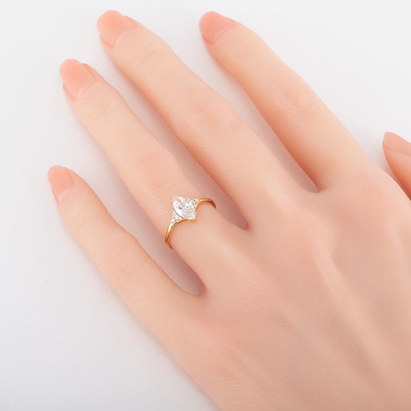 Marquise - shape Lab grown Diamond 18K ring setting - Lotus Diamond