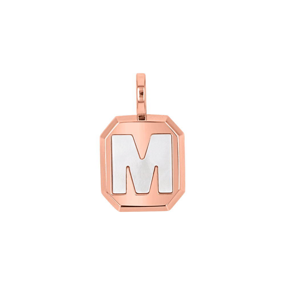 Mega Mother of Pearl Initial Charm - Lotus Diamond