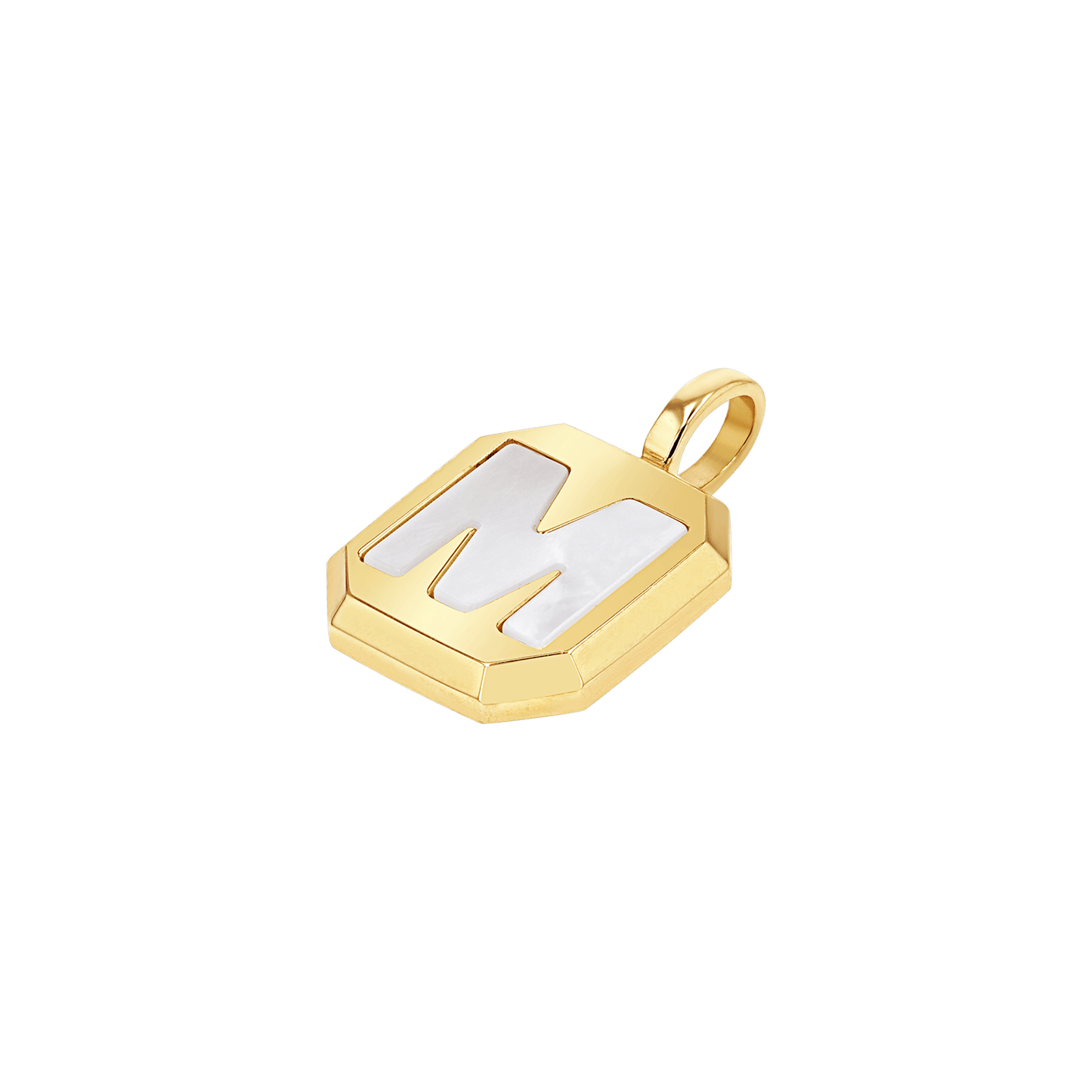Mega Mother of Pearl Initial Charm - Lotus Diamond