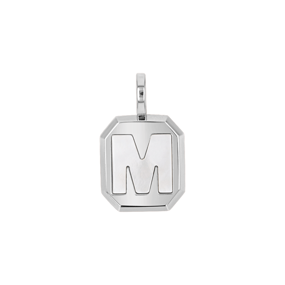 Mega Mother of Pearl Initial Charm - Lotus Diamond