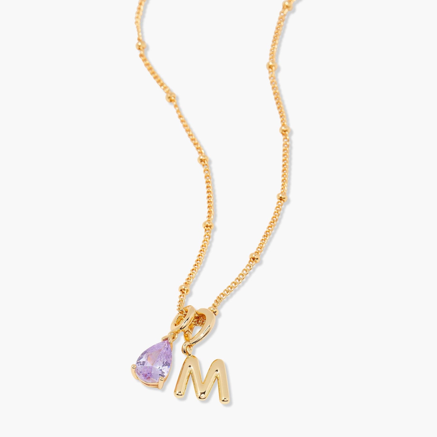 Melrose Birthstone Initial Necklace - Lotus Diamond