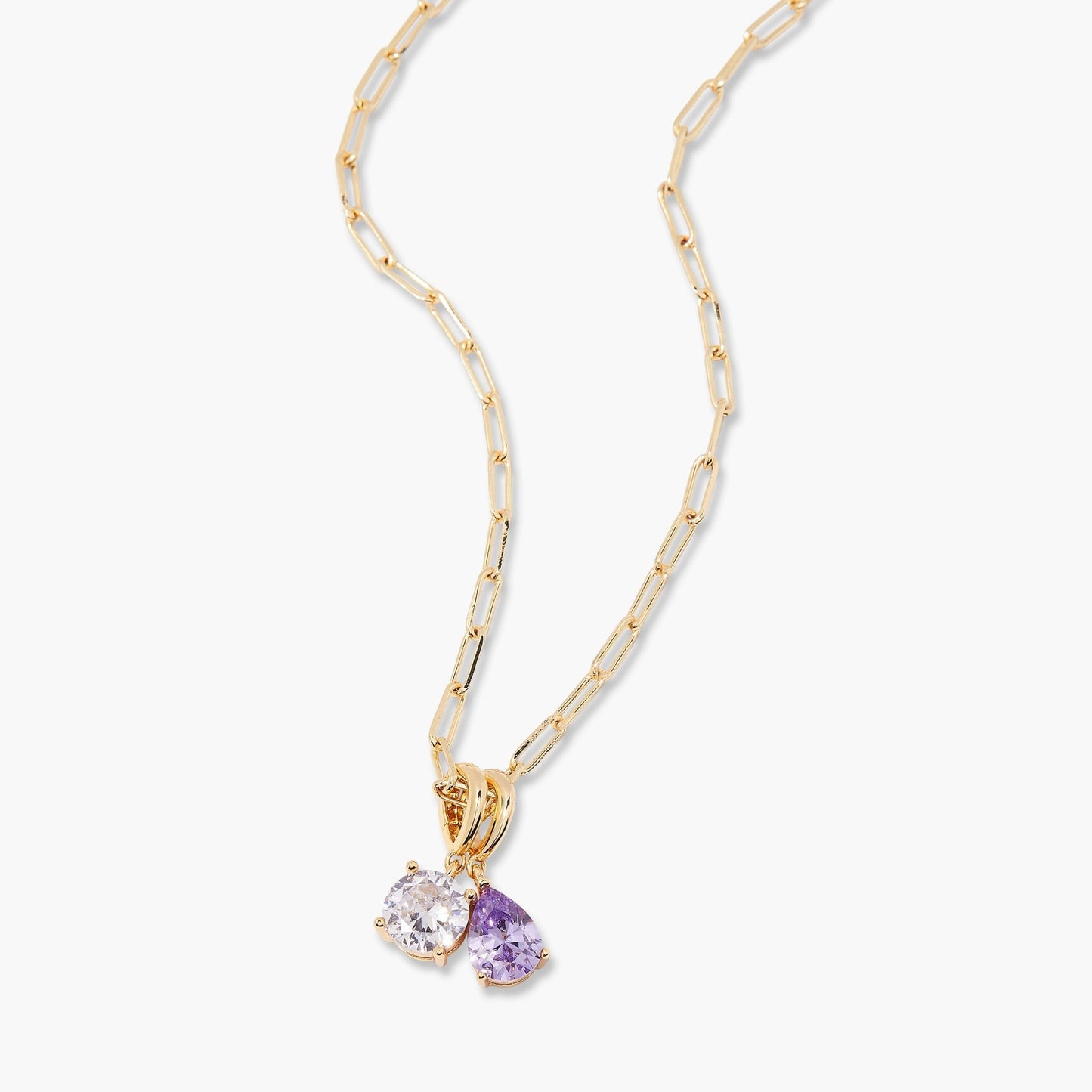 Melrose Two Birthstone Necklace - Lotus Diamond