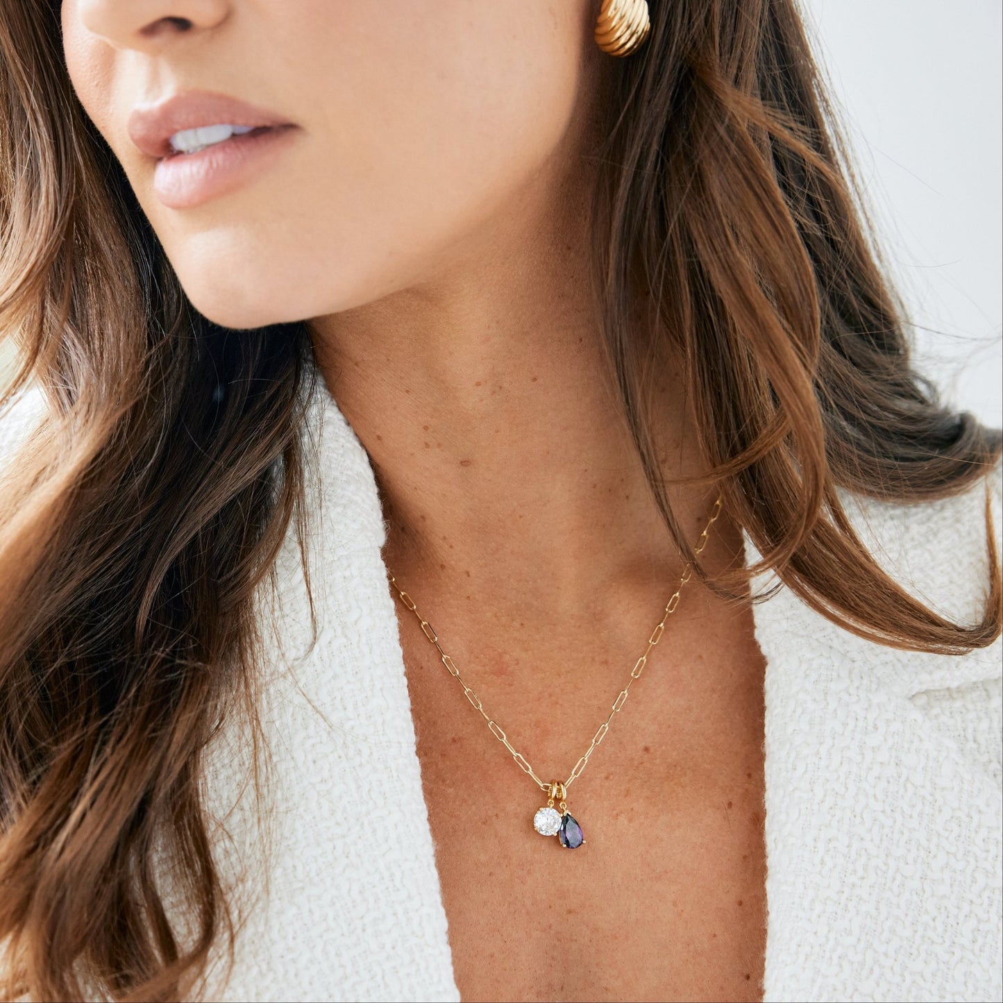Melrose Two Birthstone Necklace - Lotus Diamond