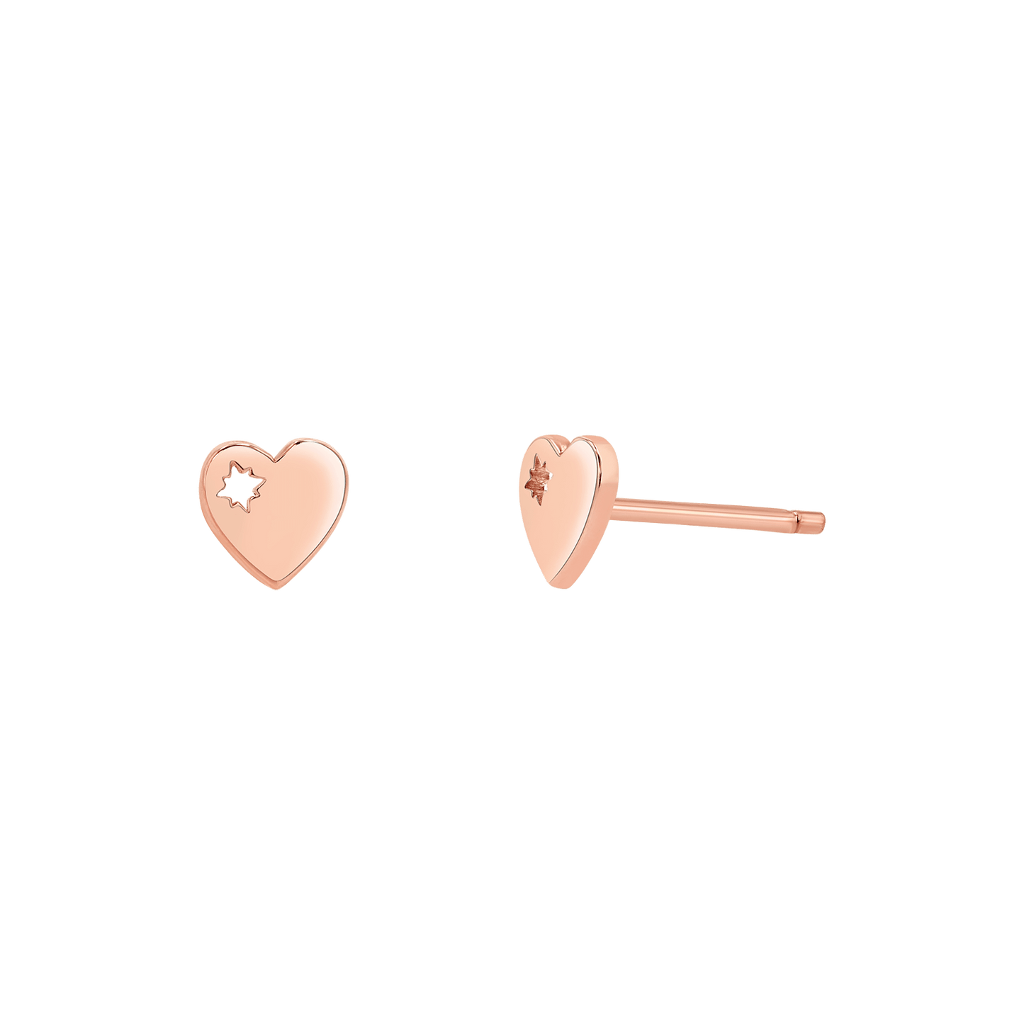 Mini Heart Stud Earrings - Lotus Diamond