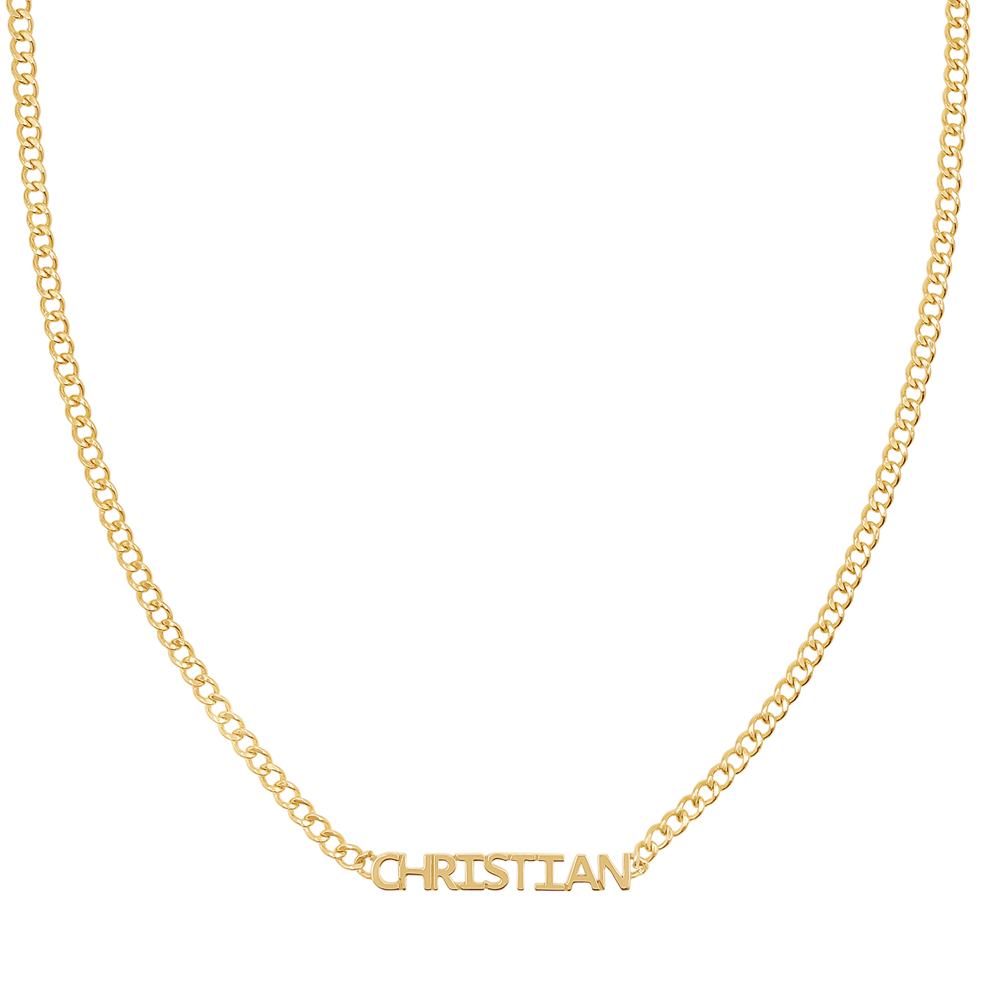 Mini Single Name Cuban Chain Necklace - Lotus Diamond