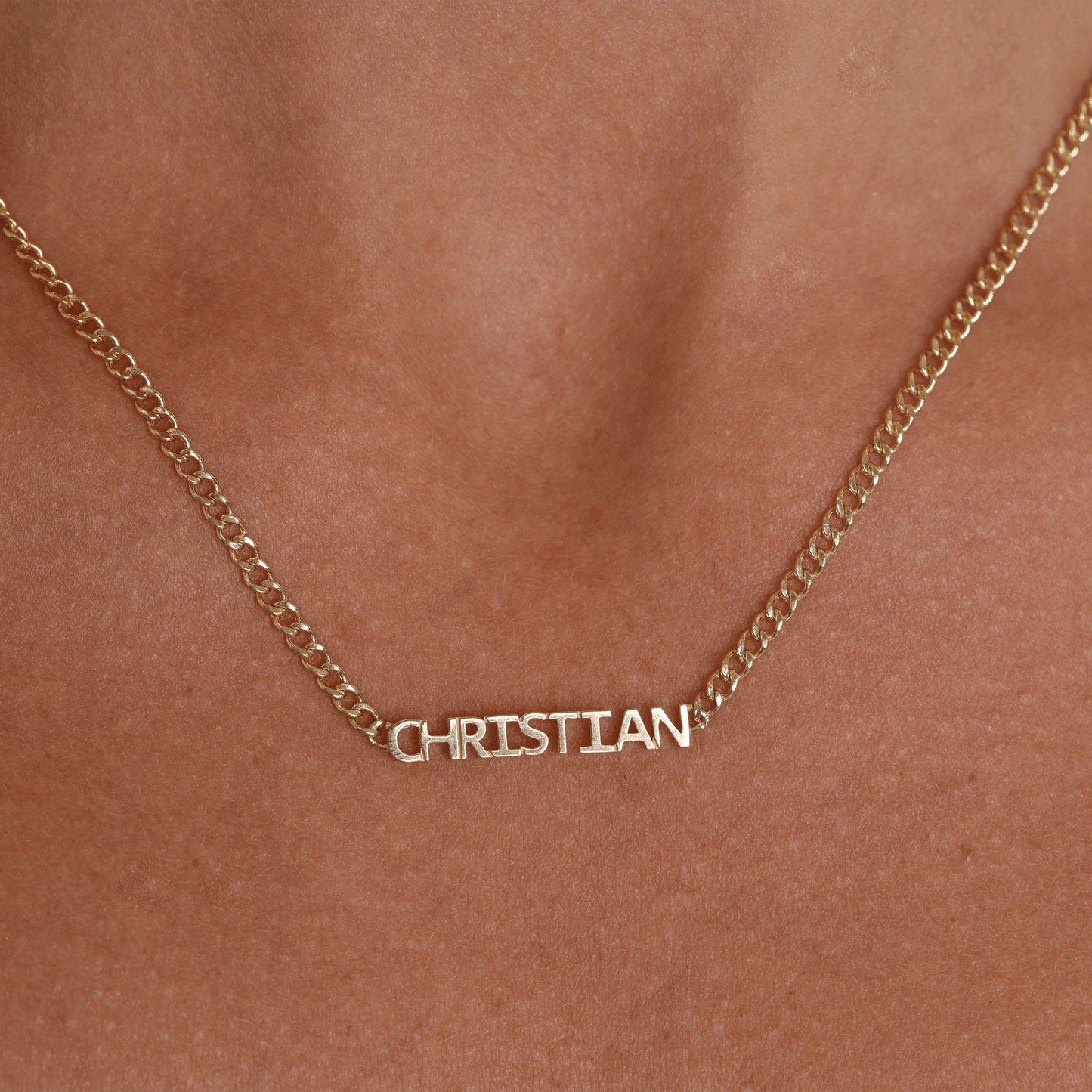 Mini Single Name Cuban Chain Necklace - Lotus Diamond