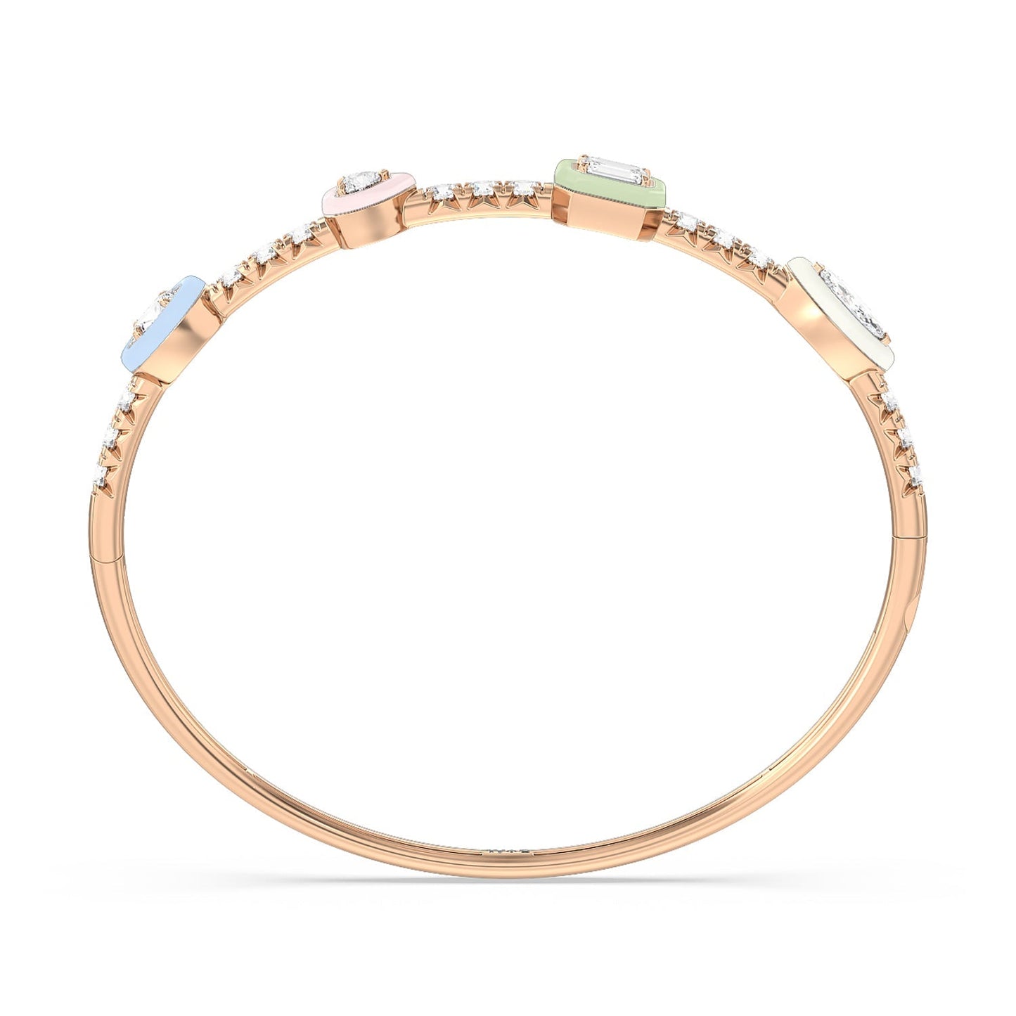 Mixed Shape Bezel Bangle in Ceramic - Lotus Diamond