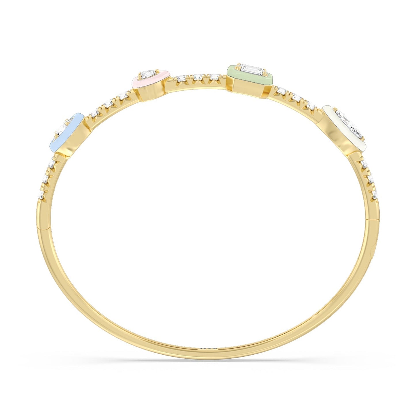 Mixed Shape Bezel Bangle in Ceramic - Lotus Diamond