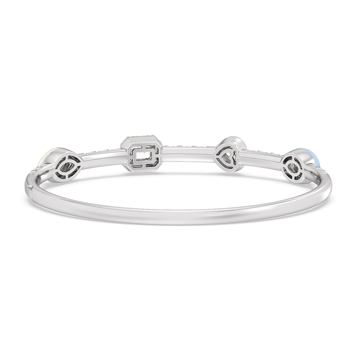 Mixed Shape Bezel Bangle in Ceramic - Lotus Diamond