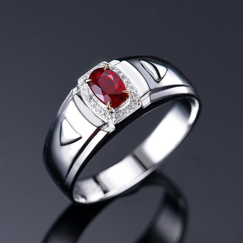 Mozambique Natural Pigeon Red Ruby Ring - Style G - Lotus Diamond