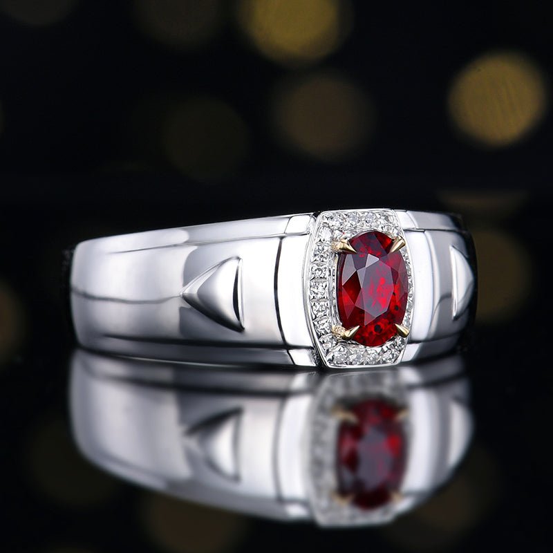 Mozambique Natural Pigeon Red Ruby Ring - Style G - Lotus Diamond