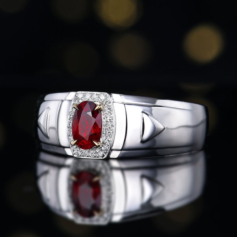Mozambique Natural Pigeon Red Ruby Ring - Style G - Lotus Diamond